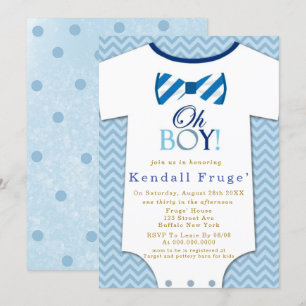 Oh Boy Bow Tie Bodydress Baby Shower-inbjudningar