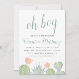 Oh Boy Cactus Baby Shower-inbjudan, Desert Baby Inbjudningar