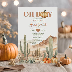 Oh Boy Cactus Desert Ligcape Pumpkin Baby Shower Inbjudningar
