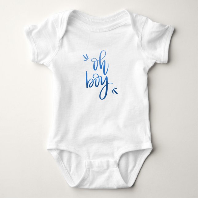 Oh Boy - Calligraphy Baby Bodykostym Tee Shirt (Framsida)