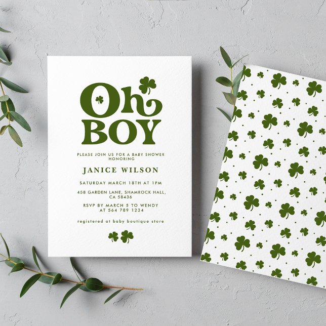 Oh Boy Charm St. Patrick's Day Baby Shower Inbjudningar (Skapare uppladdad)
