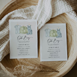 Oh Boy Clothes Baby Shower-inbjudan Inbjudningar