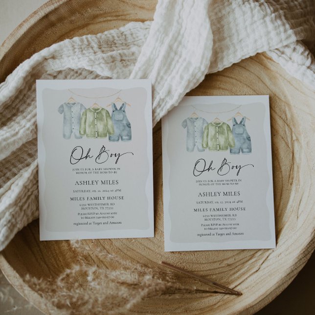 Oh Boy Clothes Baby Shower-inbjudan Inbjudningar (Skapare uppladdad)