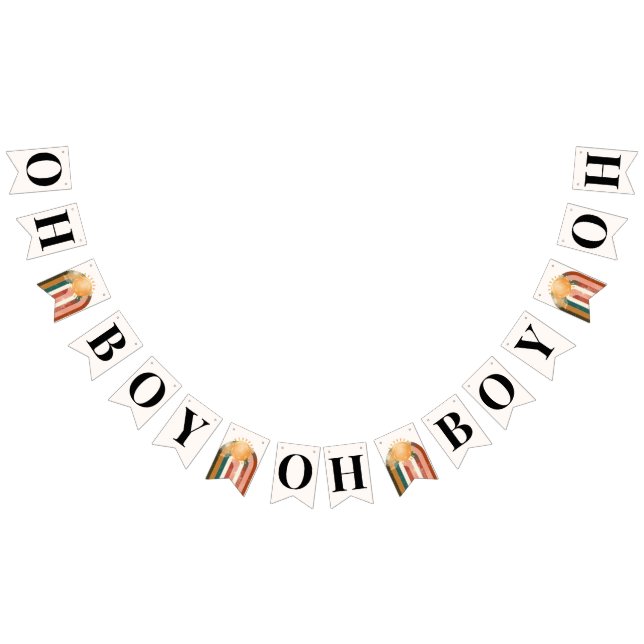 Oh Boy Colorful Rainbow Sol Baby Shower Vimplar (Alla)