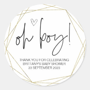 Oh Boy Cute Baby Shower Party favor Mamma to be Cl Runt Klistermärke