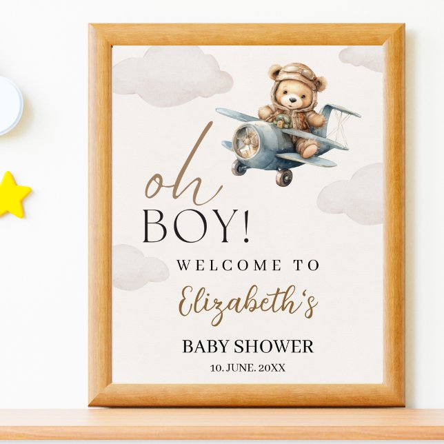 Oh Boy, Cute Bear Baby shower boy Poster (Skapare uppladdad)