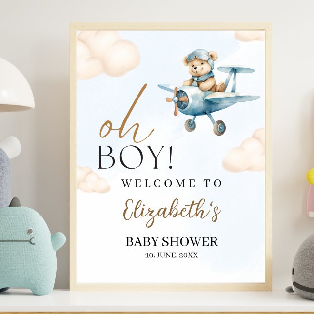 Oh Boy, Cute Bear Baby shower boy Poster (Skapare uppladdad)