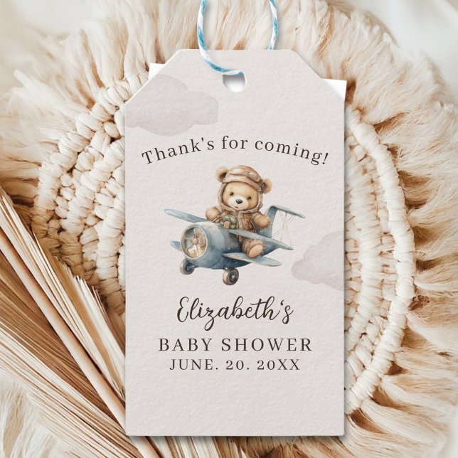 Oh Boy, Cute Bear Baby shower boy Presentetikett (Skapare uppladdad)