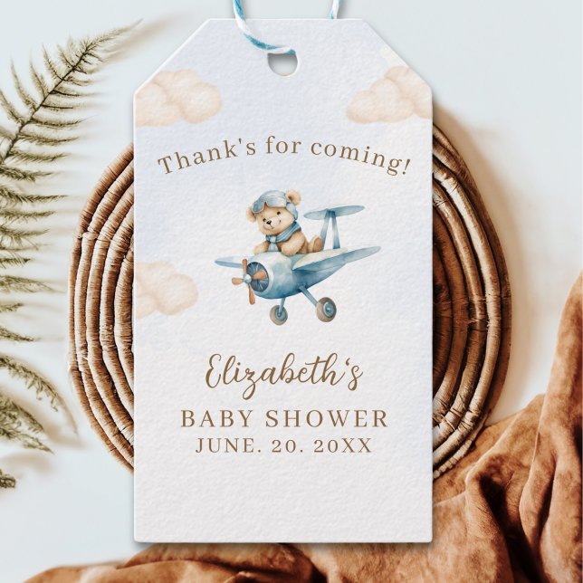 Oh Boy, Cute Bear Baby shower boy Presentetikett (Skapare uppladdad)