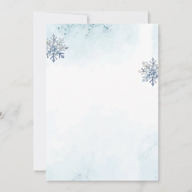 Oh Boy Cute Blue Hjort Snowflake Pojke Shower Inbjudningar (Baksida)