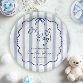Oh Boy Cute Modern Dusty Blue Baby Shower
