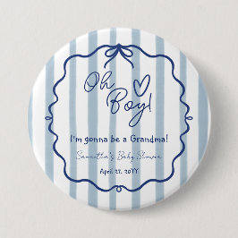 Oh Boy Cute Modern Dusty Blue Baby Shower Grandma Knapp