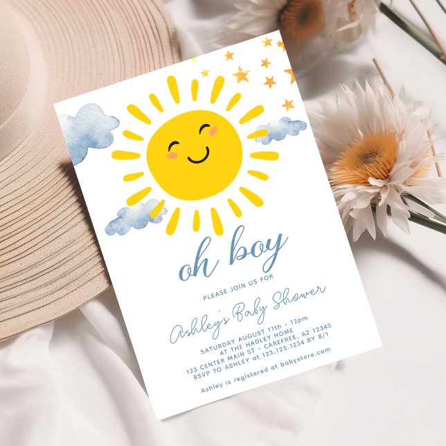 Oh Boy Cute Sunshine Baby Shower Inbjudningar (Skapare uppladdad)