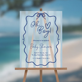 Oh Boy Cute Whimsical Blue Baby Shower Frosted