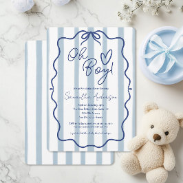 Oh Boy Cute Whimsical Blue Baby Shower-inbjudan Inbjudningar