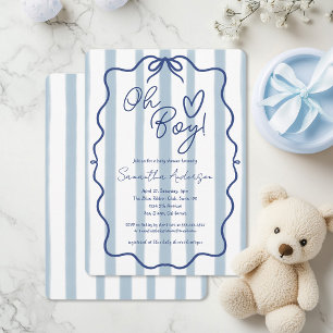 Oh Boy Cute Whimsical Blue Baby Shower-inbjudan Inbjudningar