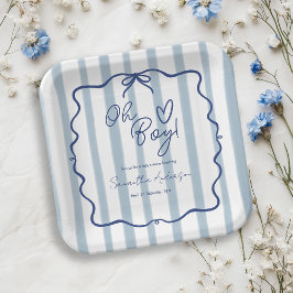 Oh Boy Cute Whimsical Blue Rand Baby Shower