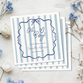 Oh Boy Cute Whimsical Blue Rand Baby Shower Pappersservett