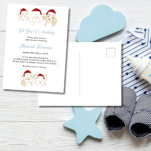 Oh Boy Cuties Puppy jul Howliday Baby Shower Vykort