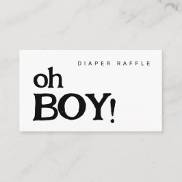 Oh Boy Diaper Raffle Minimalistic Baby Shower Tilläggskort