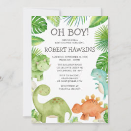 Oh Boy Dinosaur Baby Shower-inbjudan Inbjudningar