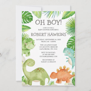 Oh Boy Dinosaur Baby Shower-inbjudan Inbjudningar