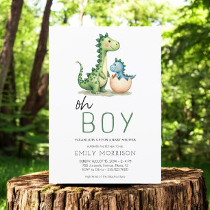 Oh Boy Dinosaur Cute Pojke Shower Inbjudningar