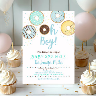 Oh Boy Donuts & Diaper Blue Baby Sprinkle Inbjudningar