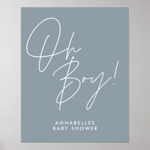 oh Boy-duschskript för modern baby blue elegant Poster