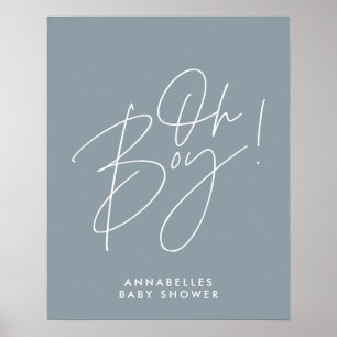 oh Boy-duschskript för modern baby blue elegant Poster