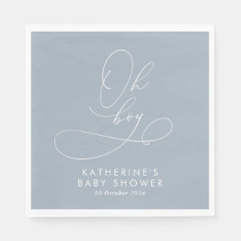 Oh Boy Dusty Blue Baby Shower Pappersservett