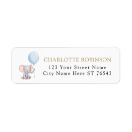Oh Boy Elephant Balloon Baby Shower Returadress Returadress Etikett