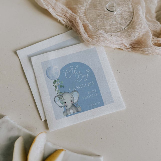 Oh Boy Elephant Boy Balloon Baby Shower Pappersservett (Skapare uppladdad)