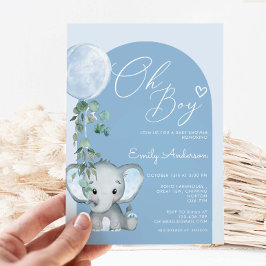 Oh Boy Elephant Boy med ballonbabyskor Inbjudningar