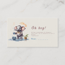 Oh Boy Elephant Rustic Guld Blue Baby Shower Tilläggskort