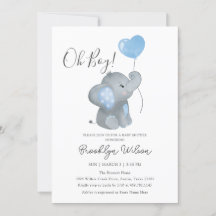 Oh Boy Elephant Watercolor Baby Shower
