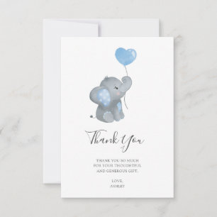 Oh Boy Elephant Watercolor Baby Shower Tack Kort