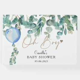 Oh Boy Eucalyptus Blue Balloon Baby Shower Gästböcker