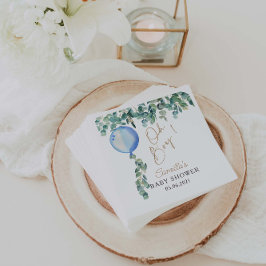 Oh Boy Eucalyptus Blue Balloon Baby Shower Pappersservett
