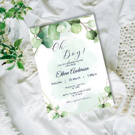 Oh Boy Eucalyptus löv babyinbjudan. Inbjudningar