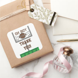 Oh Boy Football Baby Shower Fyrkantigt Klistermärke