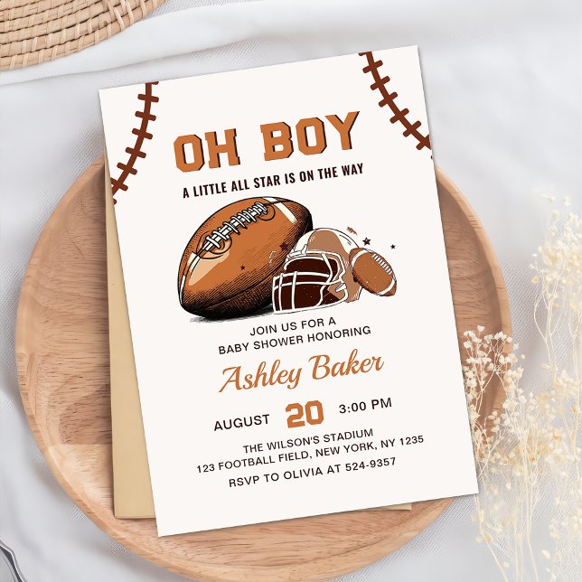 Oh Boy Football Baby Shower-inbjudan Inbjudningar (Skapare uppladdad)