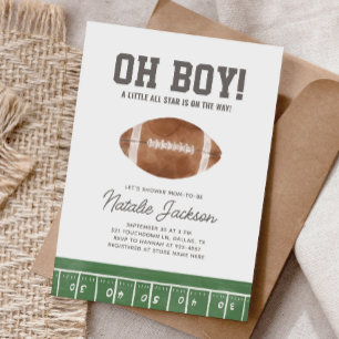 Oh Boy Football Baby Shower Inbjudningar