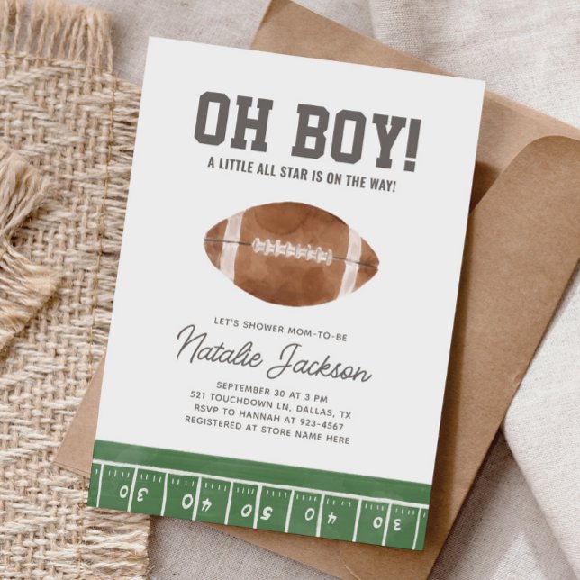 Oh Boy Football Baby Shower Inbjudningar (Skapare uppladdad)