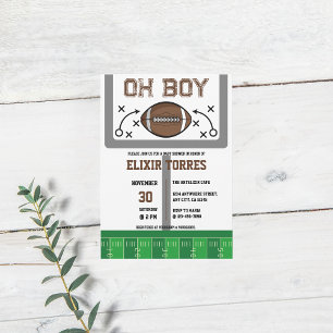 Oh Boy Football Baby Shower Inbjudningar