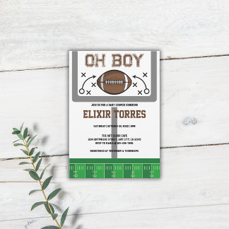 Oh Boy Football Baby Shower Inbjudningar