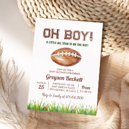 Oh Boy Football Baby Shower Inbjudningar