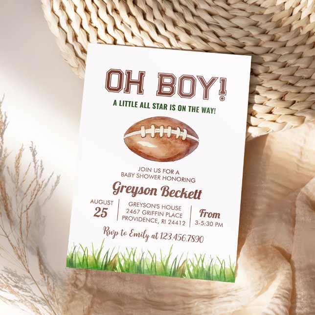 Oh Boy Football Baby Shower Inbjudningar (Skapare uppladdad)