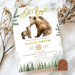 Oh Boy Forest Bear baby shower invitation Inbjudningar