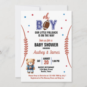 Oh Boy Fotbollstema Baby Shower Inbjudningar